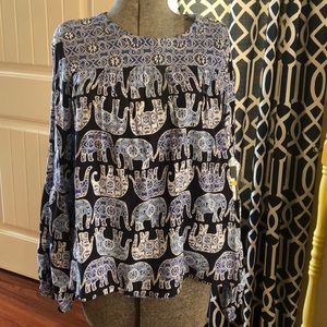 Crown and Ivy Elephant Peasant Blouse